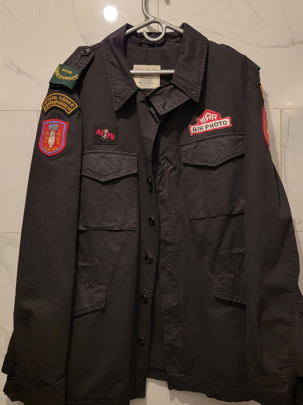 Men's Black Military Patch Field Jacket